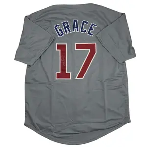 Mark Grace Chicago Baseball Jersey, Gray Unisex #17 Signed Design, Perfect Gift for Fans