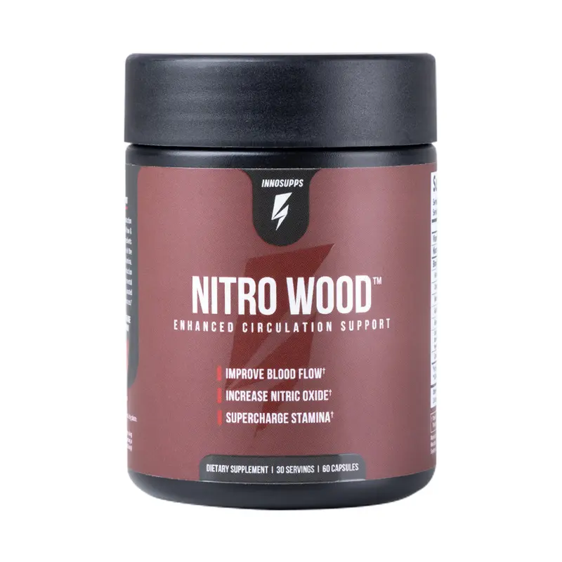 Inno Supps Nitro Wood Natural Fitness Focus Fuel Capsules - Advanced Gluten-Free Dietary Supplement with Beetroot Nitrate, Bioactive Nitrates, Vitamin C, Energy & Focus Vitamins, Circulation Support, Stamina Supercharge for Gym, Fitness & Selfcare