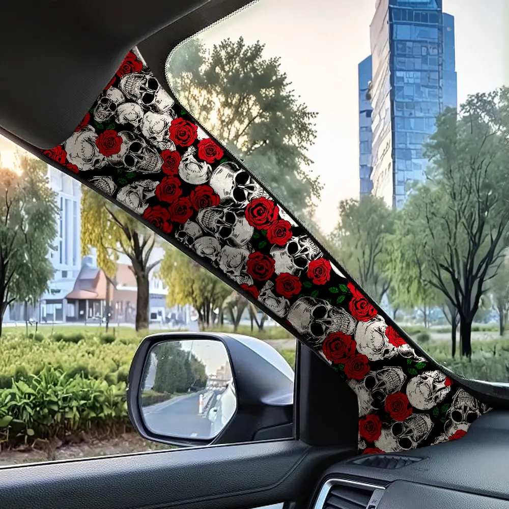 Jdm Car Interior Abc Pillar Modification Upgrade, Rose Skull Self-Adhesive Decal Sticker, Customizable Car Accessories, Car Interior Decor, Car Interior Decorative, Sticker Decals For Cars