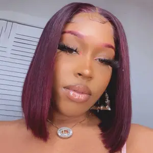 Dark Burgundy 99J Colored 13x4 Lace Front Wig  Short Cut Bob Wig Lace Frontal Human Hair Wigs For Women Pre-Plucked With Baby Hair Burgundy Red Remy Wigs