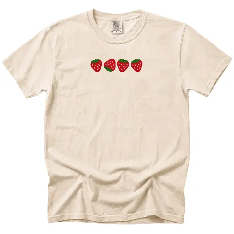Strawberry Tshirt, Embroidered Summer Shirt, Strawberry Shirt, Oversized Beach Comfort