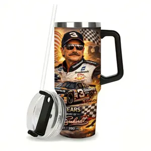 Dale Tumbler 20oz 40oz, Dale 25 years memories Tumblers, Travel Mug with Handle and Straw, Gift For Racing Fans Water Bottles Drinkware Flasks, 4th Of July Bottled