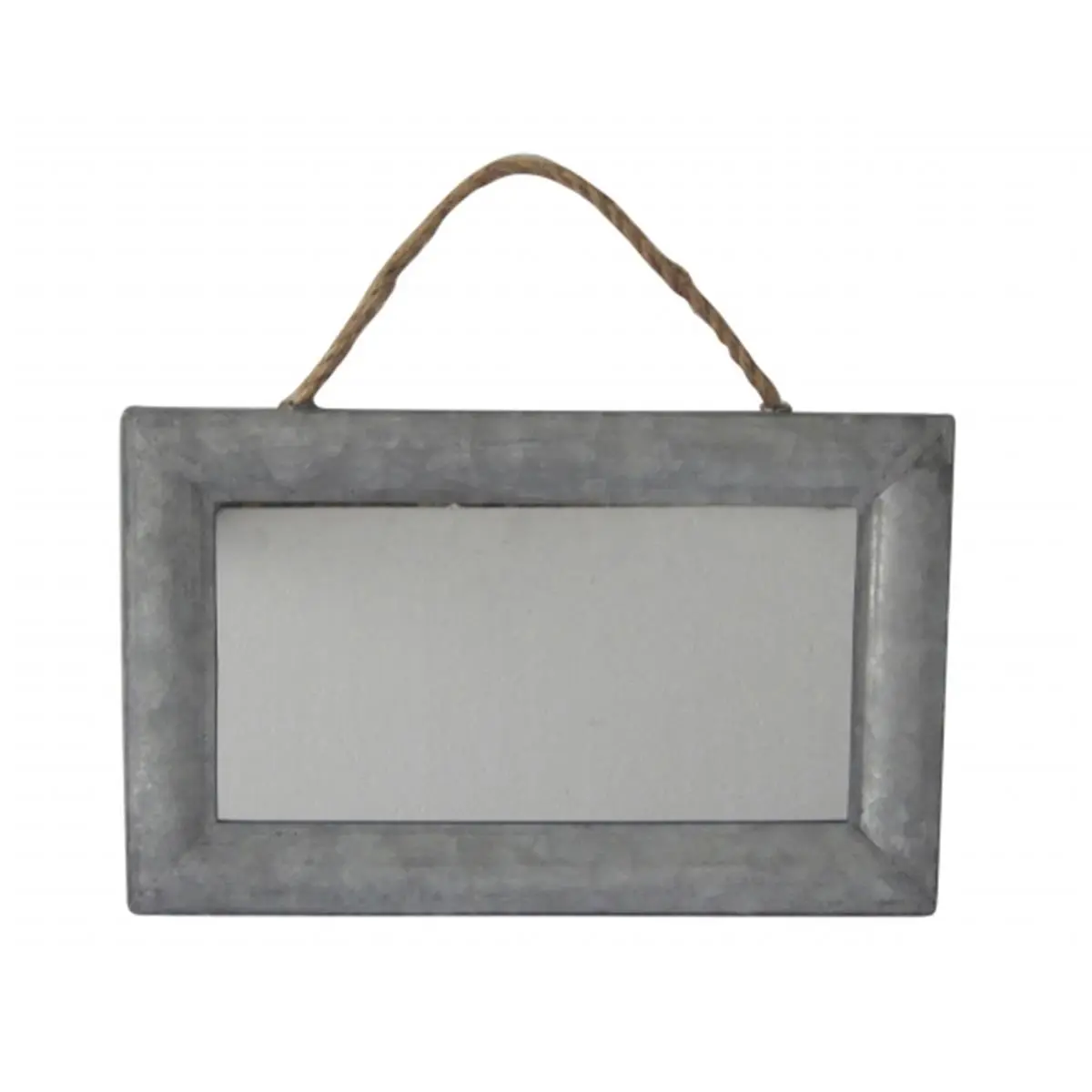 Cheungs Rattan FP-3598 Rectangular Mirror with Galvanized Metal Frame and Hanging Rope - Silver