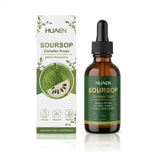 HUAEN Pure Soursop 10 in 1 Liquid Drops Extract - Seamoss,Moringa,Black Seed Oil,Turmeric,Oregano Liquid Drops for Immune System and Gut Health Support