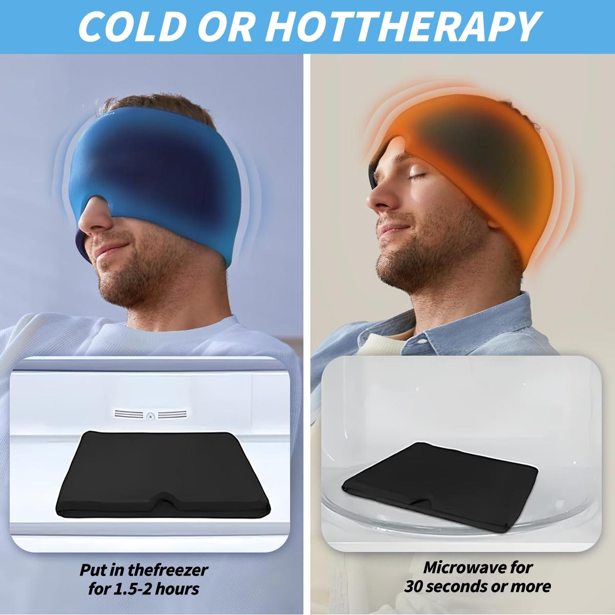 SGGUI Migraine Headache Relief Cap, Gel Ice Head Wrap, Hot and Cold Therapy, Headache Eyes Mask for Sinus, Puffy Eyes, Tension,Hangover and Stress Relief