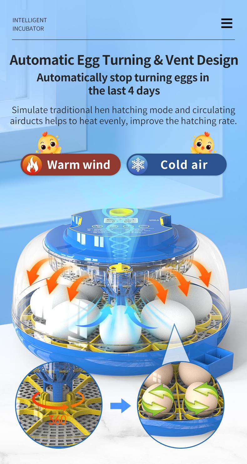 18 Egg Incubator for Hatching Eggs, Egg Incubators with Automatic Egg Turning, Temperature and Humidity Control, Egg Candler, Automatic Water Bottle Refill, Incubator for Chicken, Ducks, Goose