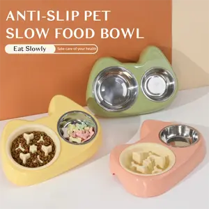 Stainless Steel Slow Feeder Bowl for Small Dogs – 2-in-1 Double Bowl, Anti-Choke Design, Non-Slip Base