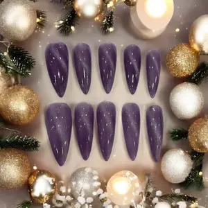 (0012) Cat Eye Purple Press On Nails - Perfect for Any Occasion
