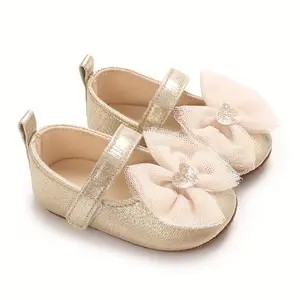 Spring Autumn New Bow Heart Baby Shoes Soft Sole Flat Princess Shoes Fashionable Elegant Sweet Newborn Children s Casual Walking Shoes
