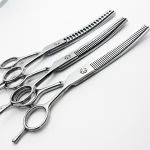 Silver Dog Grooming Scissors, Up Curved Thinning Shears, Pet Hair Beauty Styling Tools