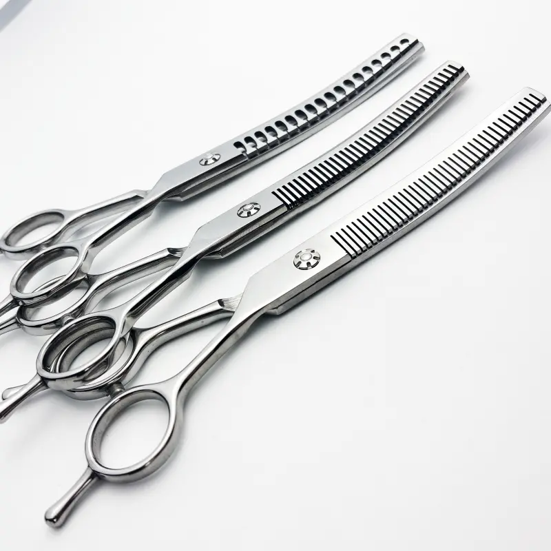 Silver Dog Grooming Scissors, Up Curved Thinning Shears, Pet Hair Beauty Styling Tools