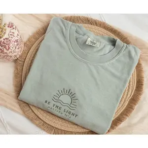 Embroidered Be The Light Tshirt, Sweatshirt, Hoodie,Embroidered Christian Tshirt, Embroidered Bible Verse Tshirt, Christian Gifts, Bible Gift