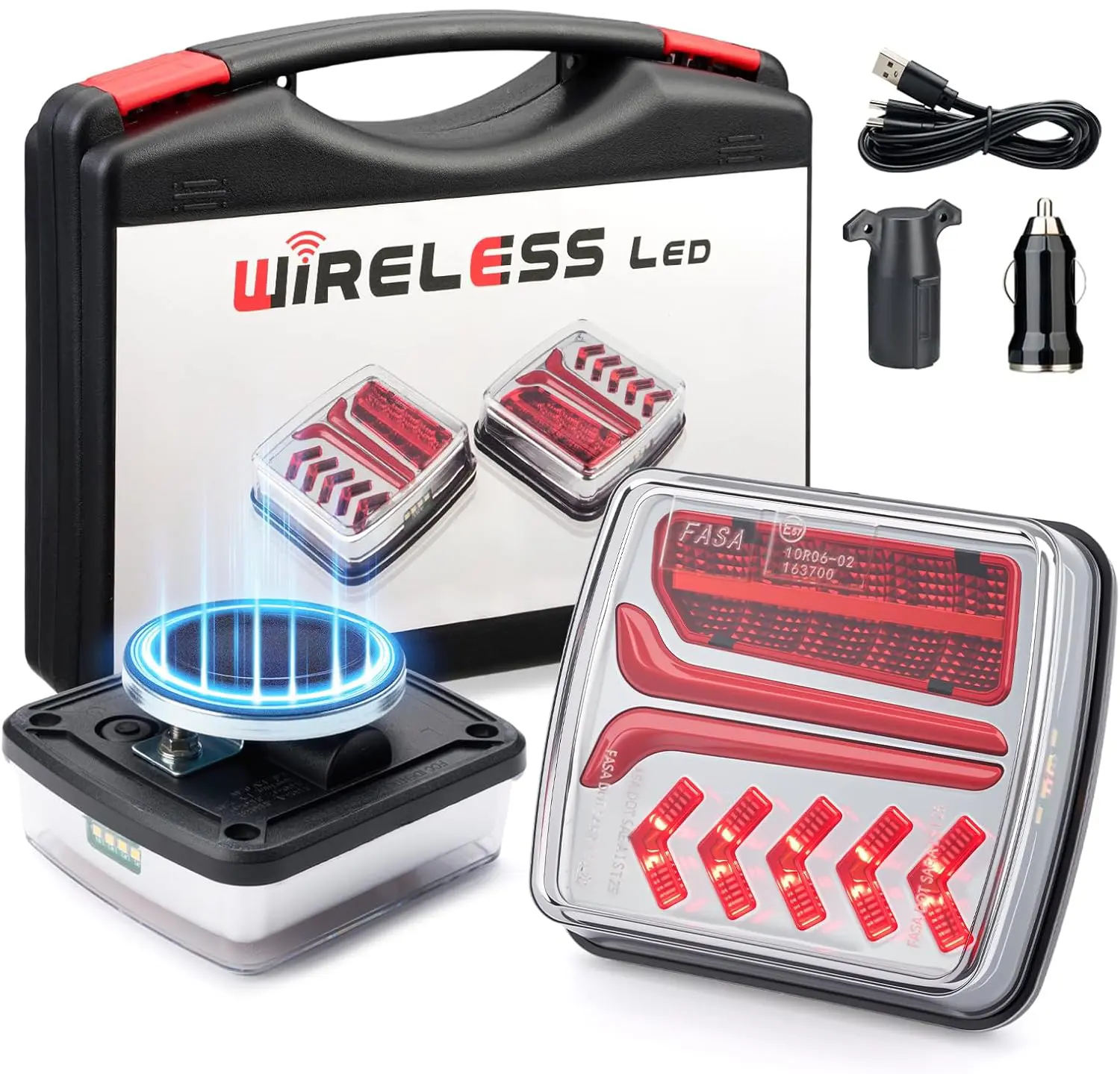 Wireless Magnetic LED Trailer Lights, 2026 NEW Upgraded 2.4GHz Stable Signal up to 100ft, Rechargeable USB-C Portable Light Kit, Brake Lights for Trucks