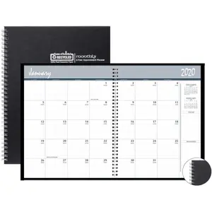 212 MAIN House of Doo HOD262092 Planner Notebook, 2-Year Monthly Grid, Black Hardcover, Beige & Gray Office Stationery Supplies