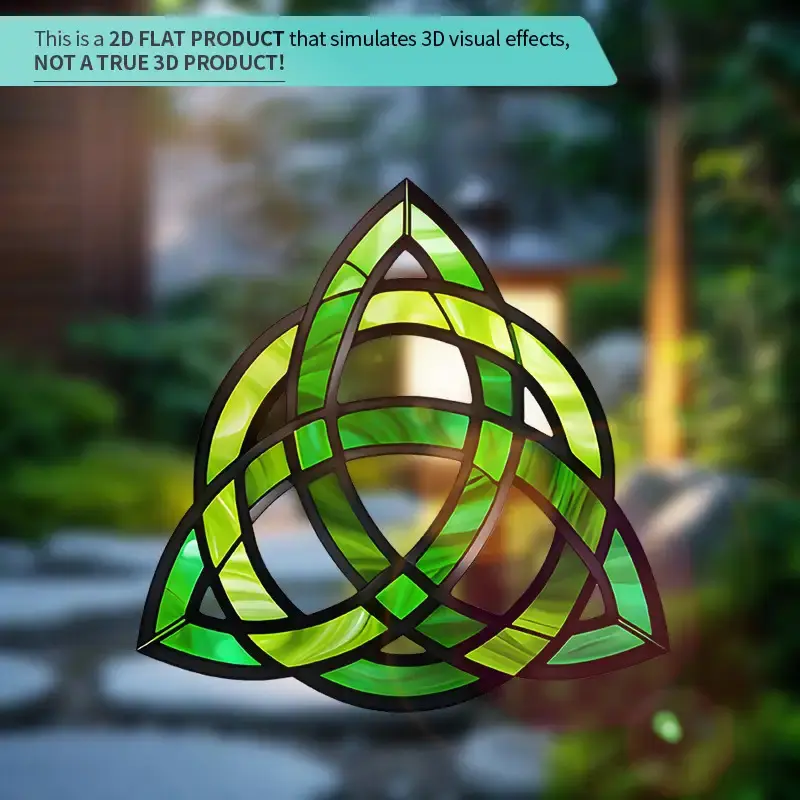 1PC Vintage Celtic Stained Glass "Green Knot" Logo Sticker - For glass decor,  mysterious notebooks. Full of elegant mysterious vibe, add stained glass-textured Celtic knot pattern elements. A favorite decor for vintage Celtic style lovers!