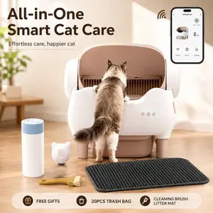 【2026 New Cat Ear Modeling 】Self Cleaning Litter Box, Automatic Cat Litter Box with APP Control, Odor-Free  Large Waste Bin, Open-Top for Multi Cats