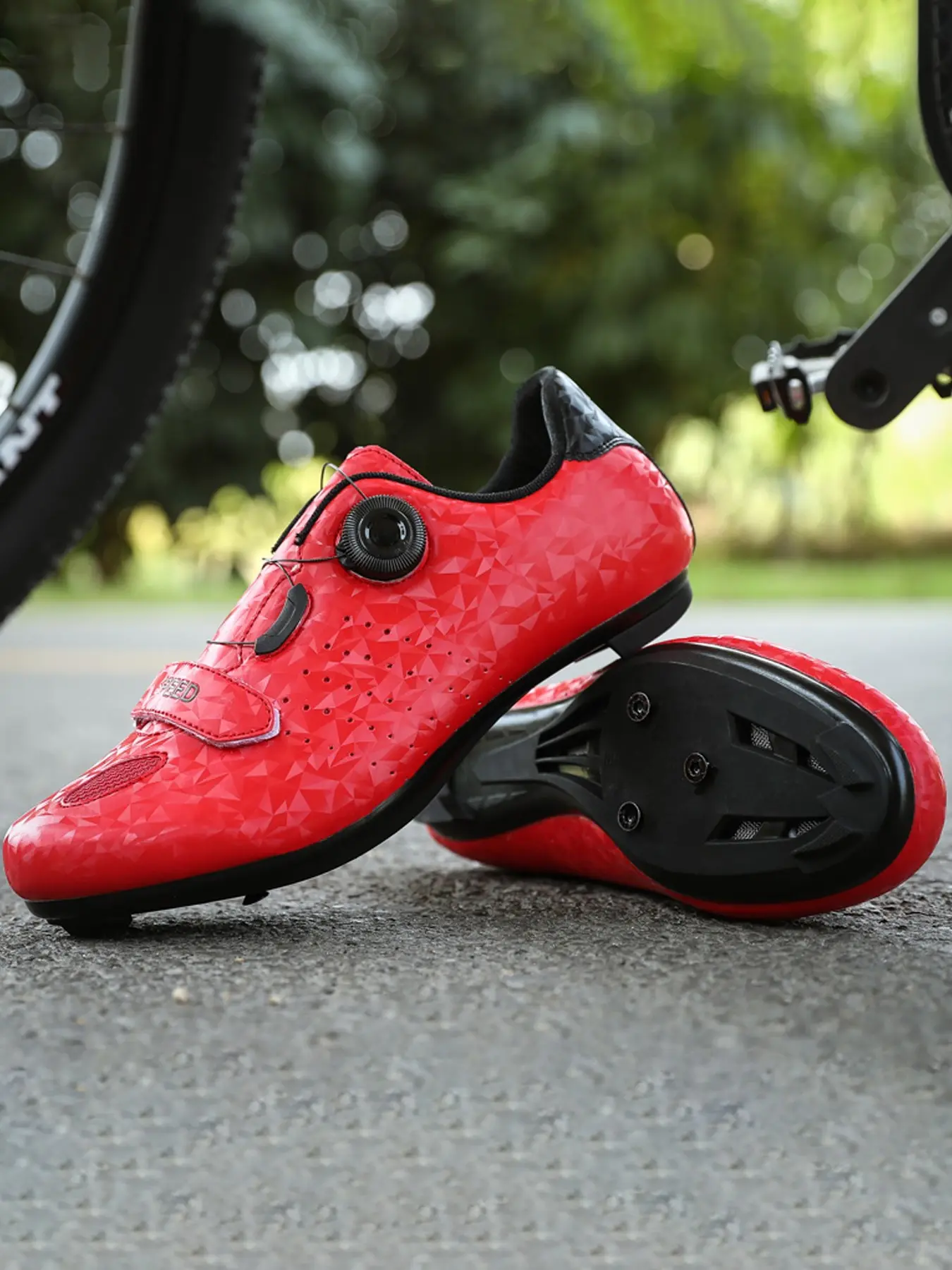 Unisex Cycling Shoes, PU Leather, Sporty Style, Quick-Lock Hook & Loop, Breathable, All-Season, Ideal for Commuting & Outdoor Riding