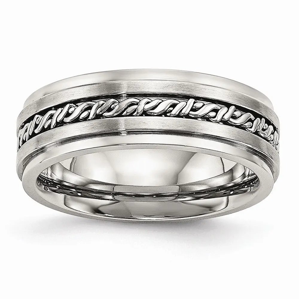 Braided Wedding Band in Stainless Steel, 7mm