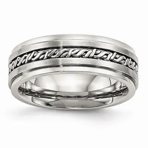 Braided Wedding Band in Stainless Steel, 7mm