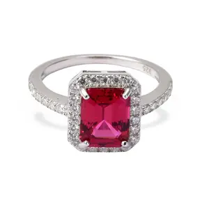 Fine Color Jewels Lab Grown Ruby Octagon Ring - Elegant Design with Unique Ruby Accent