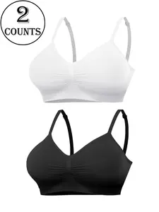 Women's Wireless Shaping Bra, Comfortable No Underwire Tank Top Bra, Seamless T-Shirt Bra, Sports Bra, Basic Comfort Fit, Size Up to 44dd, Sporty Breathable Bras