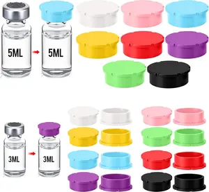 24 Packs Glass Vial Protective Vial Caps 3ml & 5-100ml Reusable Peptide Vials Covers Lids Cover Leak and Dust Proof Cap Storage Boxes for 3ml 5ml 10ml, Colors for Organization Classification