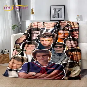 Steve Harrington Inspired Flannel Blanket, Soft Plush Throw Blanket for Living Room Sofa Bed and Movie Fan Collection girly bedroom decor