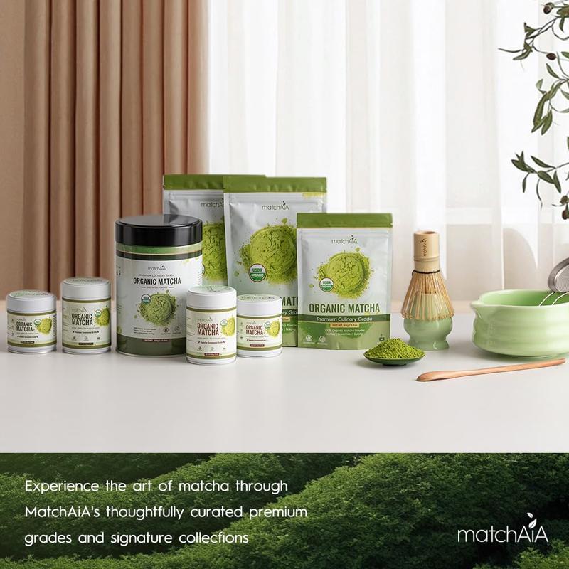 MatchAiA Premium Ceremonial Grade, USDA-Certified Organic Matcha, 100% Pure Green Tea Powder, First Spring Harvest, Sugar Free, Gluten Free