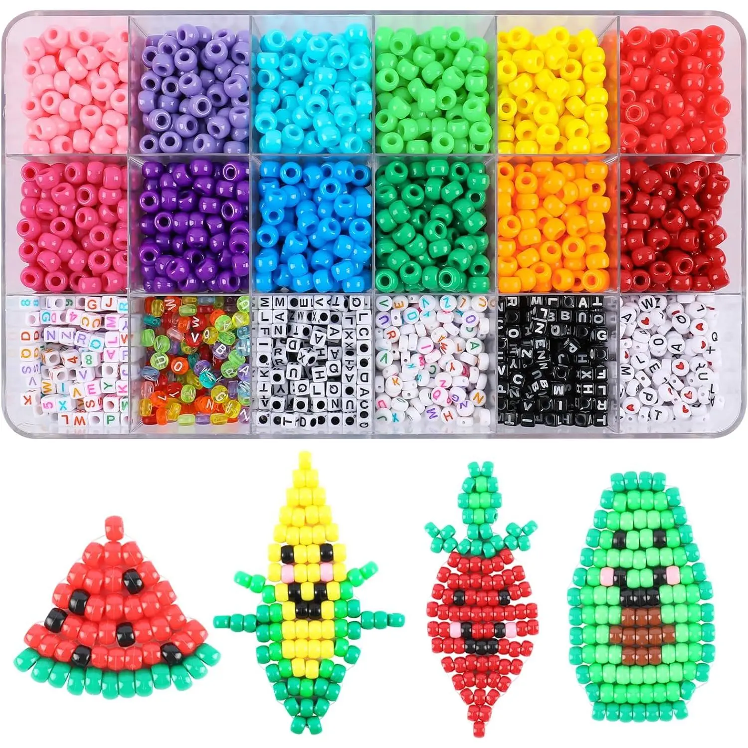 Solid Pony Beads with Letter