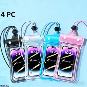 4-PCS Waterproof Smartphone Protector & Cellphone Casing - Handheld Water Sports Accessory,  Floating Dry Bag for Smartphones,Touchscreen Compatible, HD Photo-Ready, Airbag Floating Design for Diving, Swimming Case for Beach & Pool