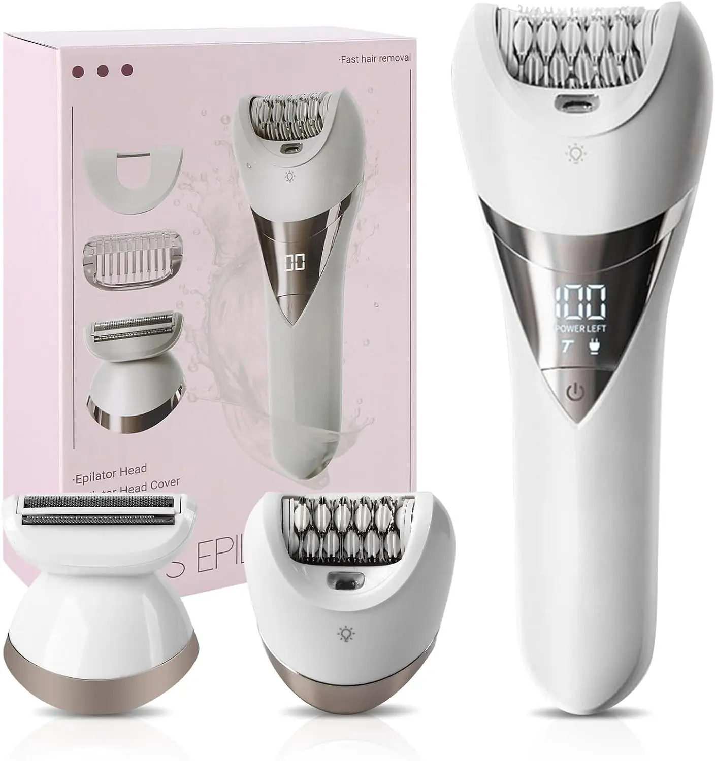 Epilator for Women,Cordless Epilators Hair Removal,Women Shaver for Leg,Armpit,Arm Trimmer,Shave& Epilate,Wide Head for Fast Epilation,Wet & Dry,2 SpeedsGift.