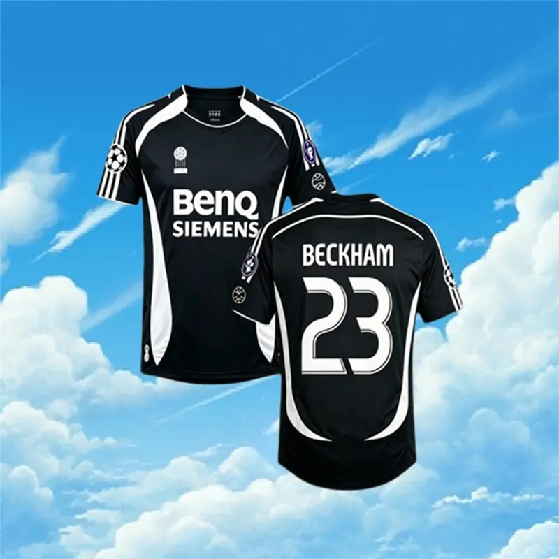 06 07 Away Retro Black Beckham 23# Short sleeve Soccer jersey