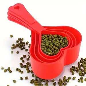 4pcs/set Measuring Cups and Spoon Set, Heart Shaped Measuring Cups and Spoon for Coffee Medicine Powder, Measuring Cups