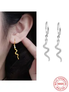 S925 Pure Silver Snake Ear Cuff, Trendy Animal Earrings, Casual Fashion Jewelry, All Seasons Wear, No Choking Hazard, 925 Purity