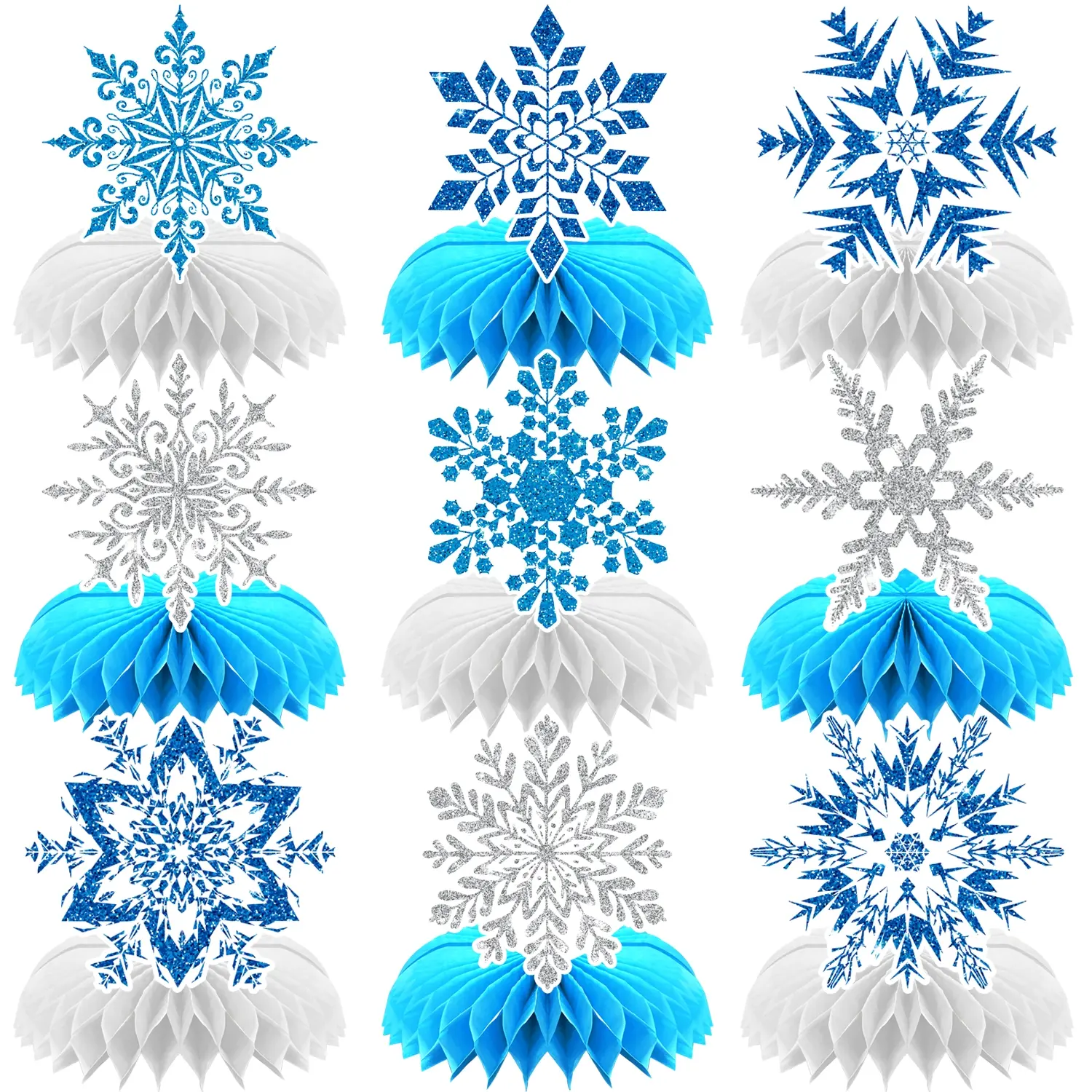 Winter Wonderland Party Table Centerpieces Set, Snowflake Design Decorations for Christmas & Winter Holidays, Perfect for Holiday Parties