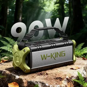 W-KING Portable 90W Loud Speaker, 50W Subwoofer 40H Battery, IPX6 Waterproof TF/AUX Dual Pairing for Beach/Jobside Audio