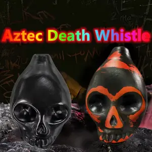 Aztec Death Whistle, Handcrafted Ceramic Skull Music Instrument, Eerie Screaming Sound Effect, Unique Gift for History Enthusiasts and Collectors