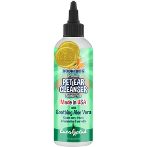 Pet Alcohol-Free Ear Cleanser with Witch Hazel, Aloe Vera and Eucalyptus Extract for Soothing Relief - 8 oz