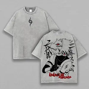 Kakashi Hatake Washed Tee Naruto Unisex Oversize Anime T-Shirt for Anime Fans Casual Wear