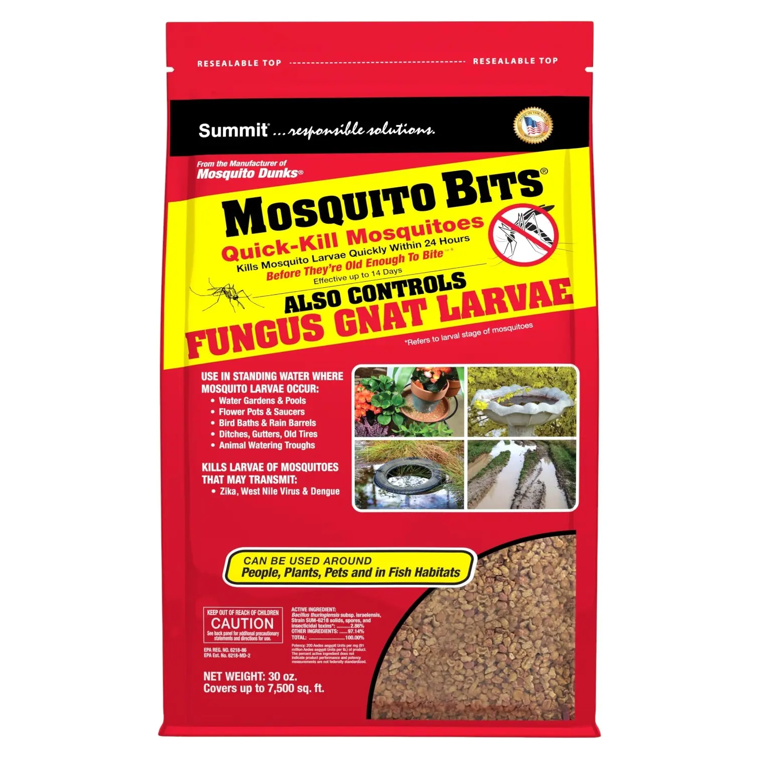 30 oz Biological Mosquito Dunks - Quick-Acting, Slow-Release Pest Control for Bird Baths, Cabins; Controls Mosquito Populations in Standing Water