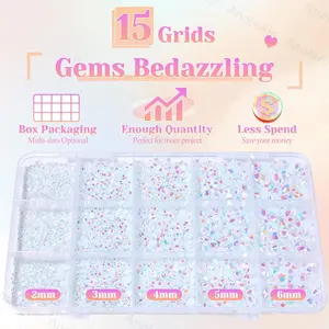 Shiny Aurora Dreamy Ab Multicolor Flat Bottom Jelly Rhinestones, Clear Sparkling Nail Art Accessories, Handmade DIY Universal，Nail Art Rhinestones / Flatback Crystals / Multi-Color / Pickup Tool