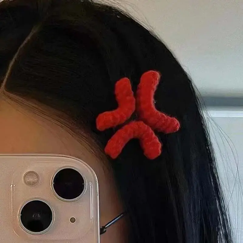 1pc New Angry Hair Clip Novelty Duckbill Clip Crochet Yarn Headband Side Clip