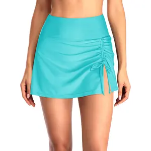 Holipick Swim Skirt for Women High Waisted Skirt Swimsuit Drawstring Tummy Control Bathing Suit Bottoms with Built-in Brief