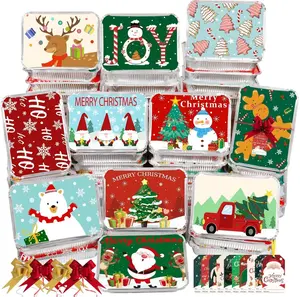 55PCS Christmas Cookie Tins with Lids, 11 Styles Holiday Disposable Foil Food Storage Christmas Cookie Containers for Winter Gift Giving Cookie Exchange Party Supplies