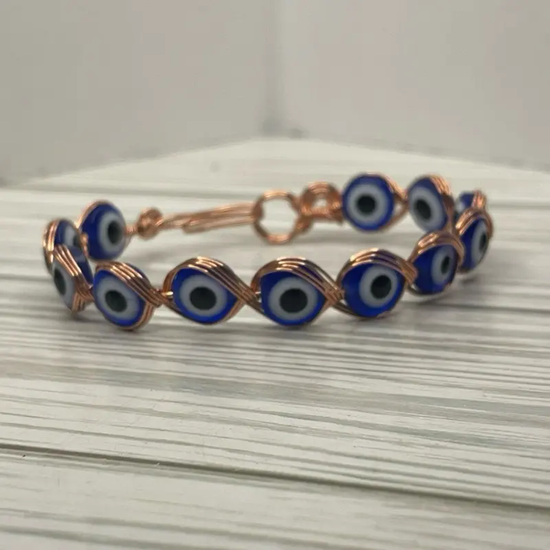 Evil Eye Cuff Bracelet - Genuine Copper or Stainless Steel Cultural Collectible