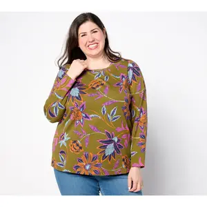 Denim & Co. Printed Perfect Jersey Long Sleeve Top