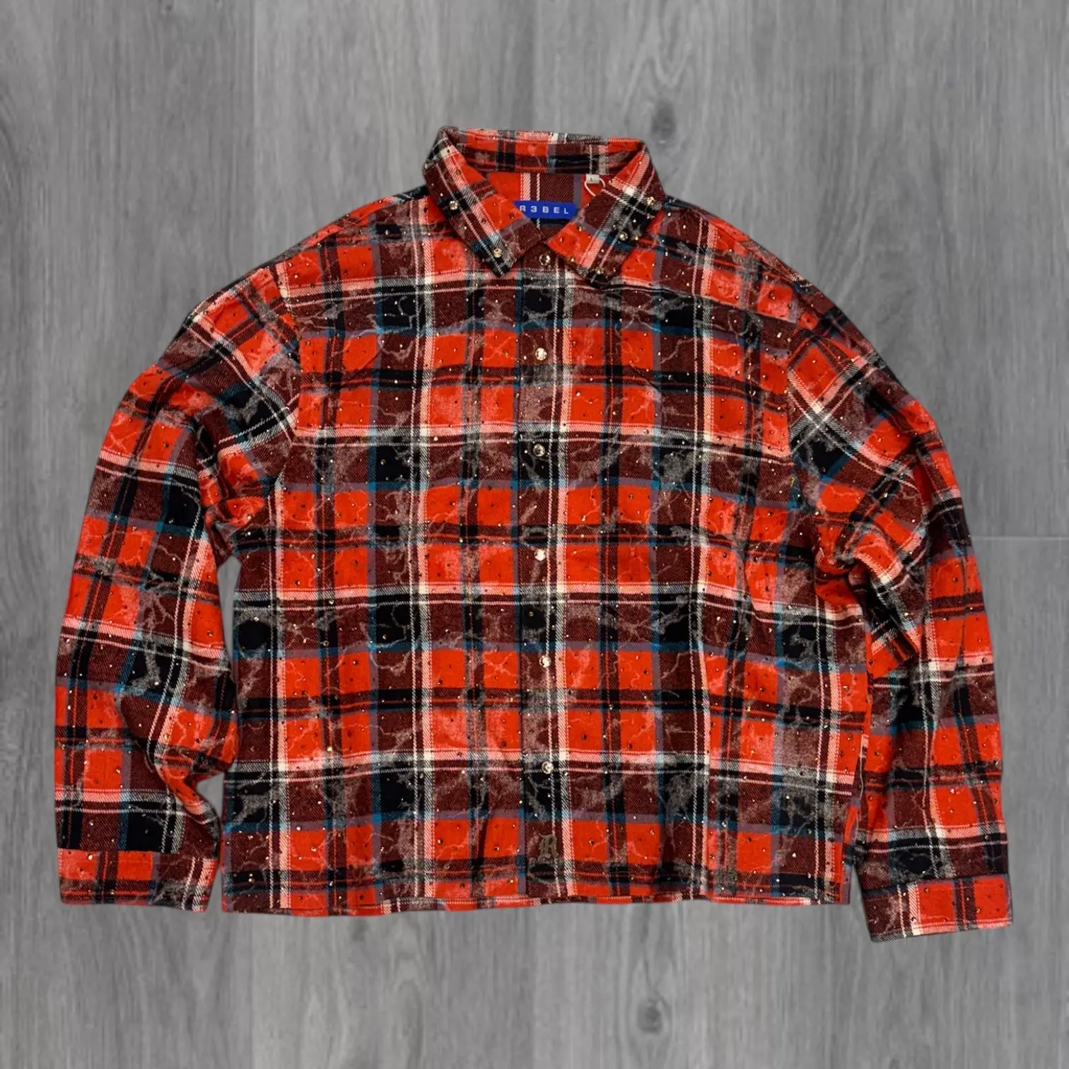 R3 - Rhinestone Button Down - ORNG - 233