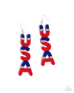 Pampered Patriot - Multi Red White and Blue Americana Seed Bead Earrings - Paparazzi