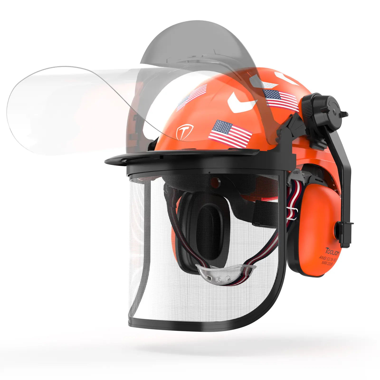 TOOLIOM Chainsaw Helmet with Face Shield and Ear Muffs, Forestry Safety Helmet, ANSI Z89.1 Certified Arborist Helmet, Chainsaw Safety Equipment Work Glove Roofing Boots