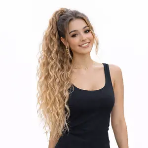 Curly Wavy Clip-in Ponytail Hair Extension – Instant Volume Snap-On Ponytail, Natural Look Hairpiece for Women Daily Style Wavy Synthetic Hair Soft Synthetic Hair